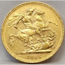AUSTRALIA 1885 . ONE 1 SOVEREIGN . MELBOURNE . GOLD . NO B.P
